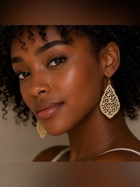 Elegant Gold Plated Filigree Earrings